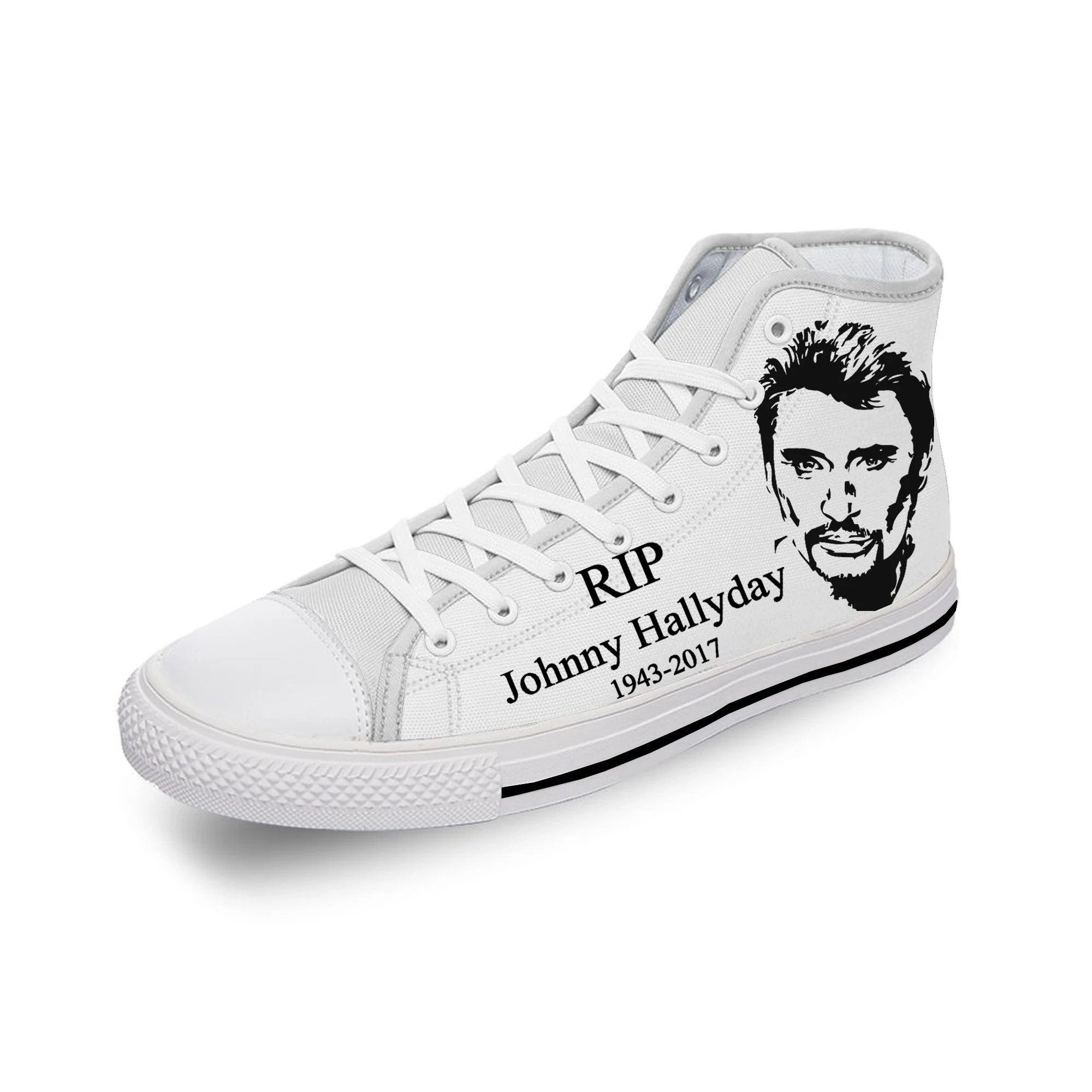 Frech Star Johnny Hallyday High Top Sneakers Mens Womens Teenager Casual Shoes Canvas Running Shoes 3D Print Lightweight shoe