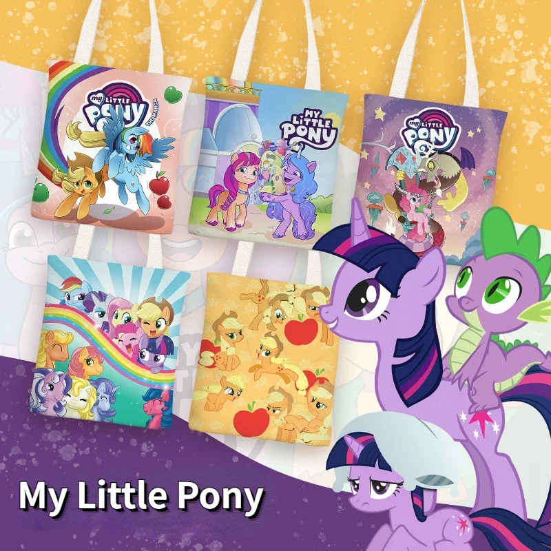 

My Cartoon Little Pony Canvas Bag Twilight Sparkle Rainbow Dash Rarity Student Fashion Shopping Bag Large Capacity Handbag Gifts