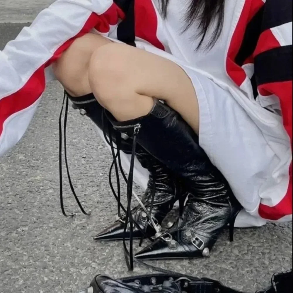 

2024, новые зимние женские ботинки высокого качества, модные однотонные модные женские ботинки на высоком каблуке с боковой молнией