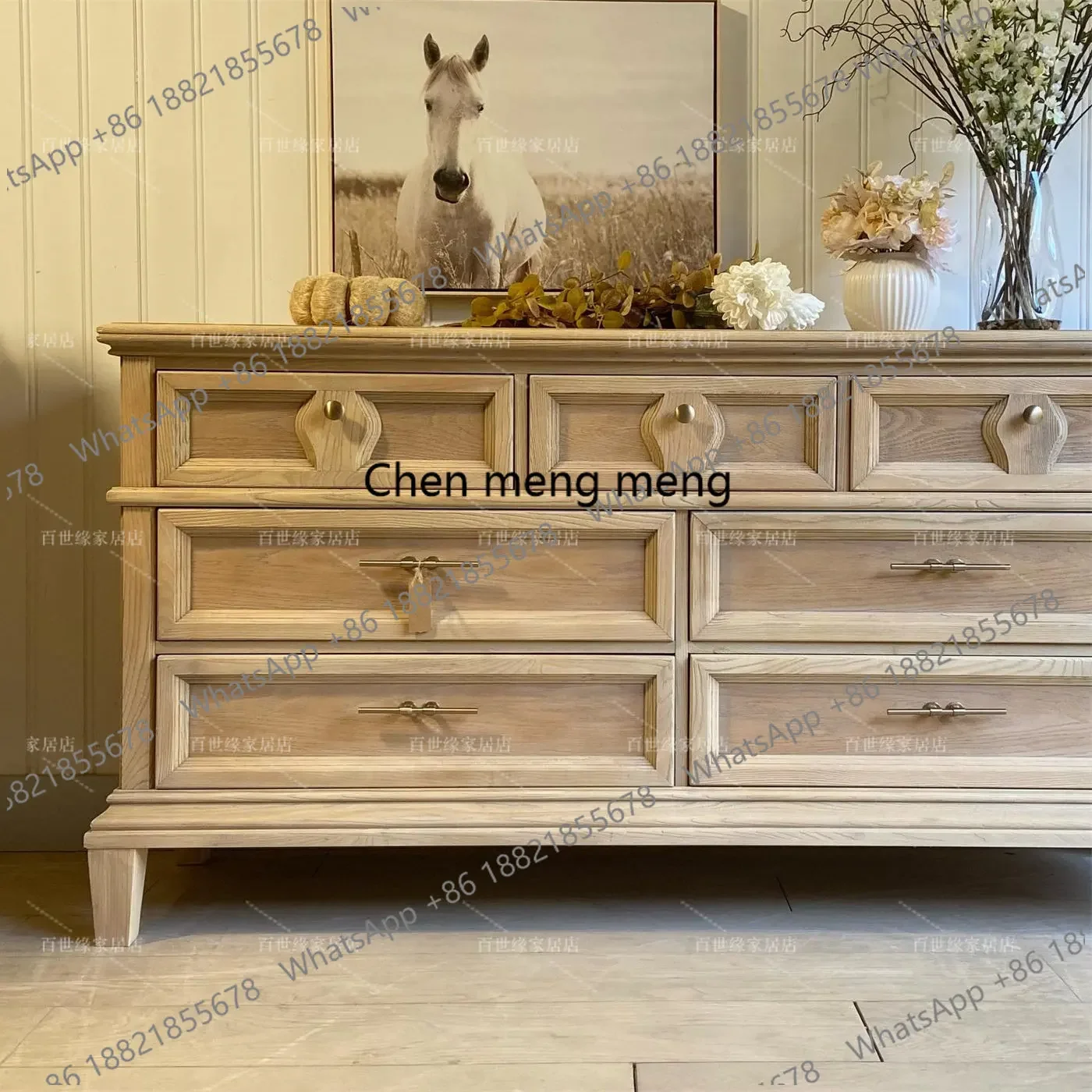 Discount American rural solid wood retro chest villa multi-layer storage cabinet French small apartment living room locker