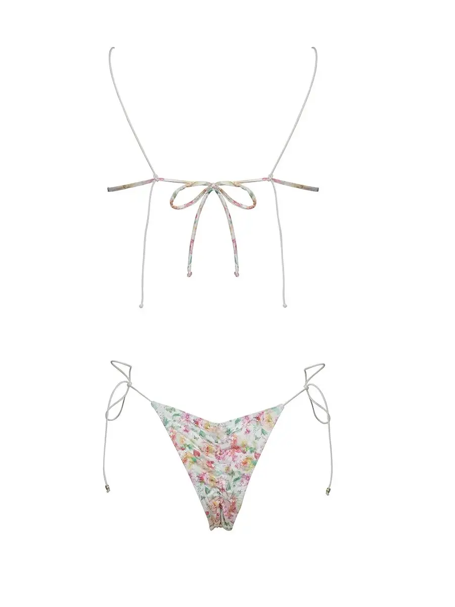 Fato de banho floral push up para mulheres, conjunto micro biquíni, maiô sexy, moda praia, roupas de banho femininas, 2022