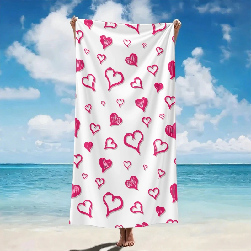 منشفة شاطئ على شكل قلب وردي من ديزني كارتون ألياف دقيقة للغاية خفيفة الوزن وسريعة - جافة لمتعة الشاطئ والسفر والسباحة وسهلة التخزين
