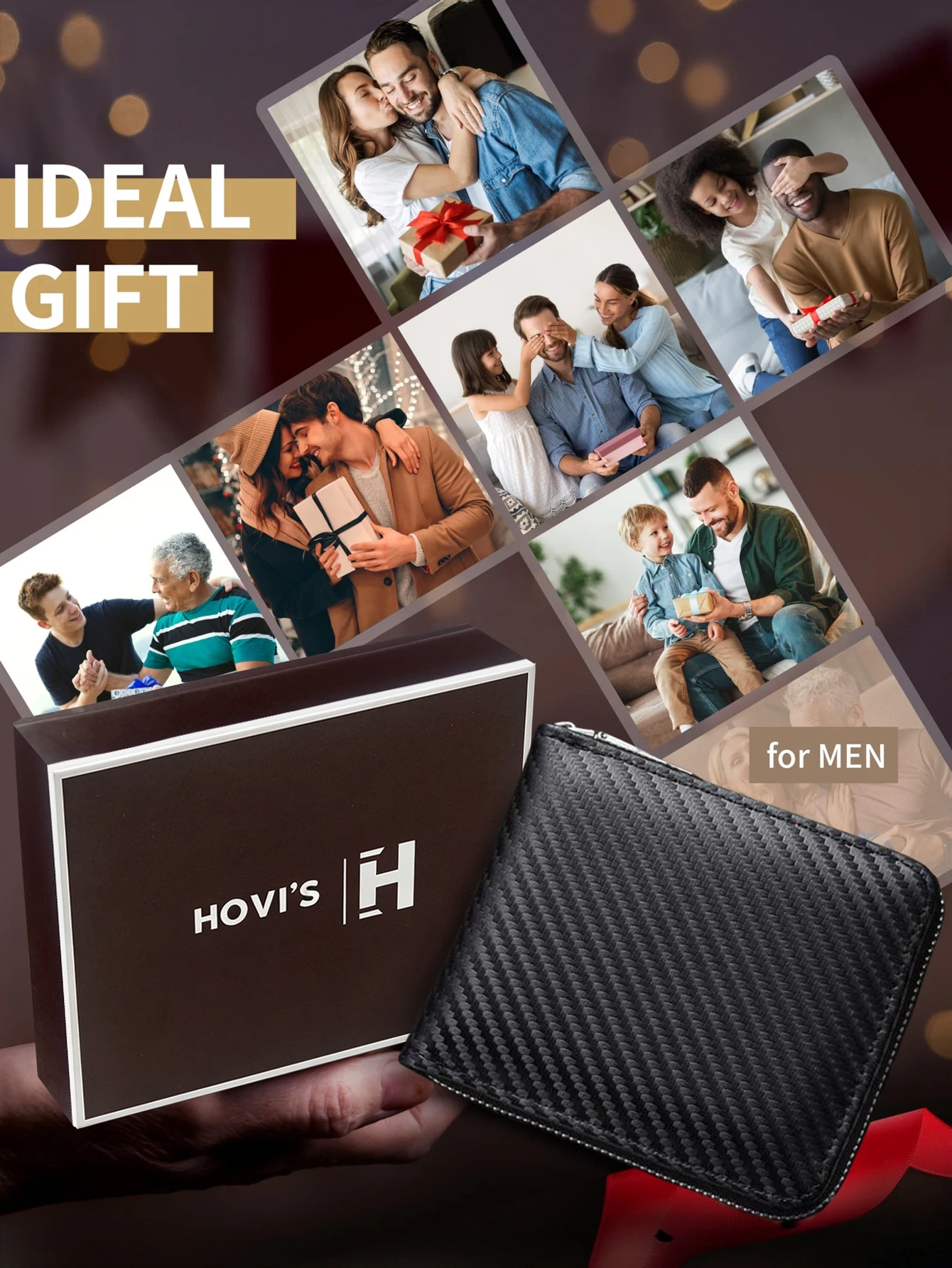 Carbon Fiber PU Leather Zipper Bifold Wallet for Men, RFID Blocking Card Holder with ID Window Coin Pocket, Business Purse