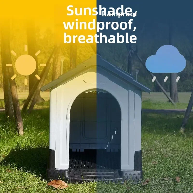 Outdoor kennel with toilet, sun protection in summer, universal in all seasons, outdoor rain-proof dog house, warm in winter, s