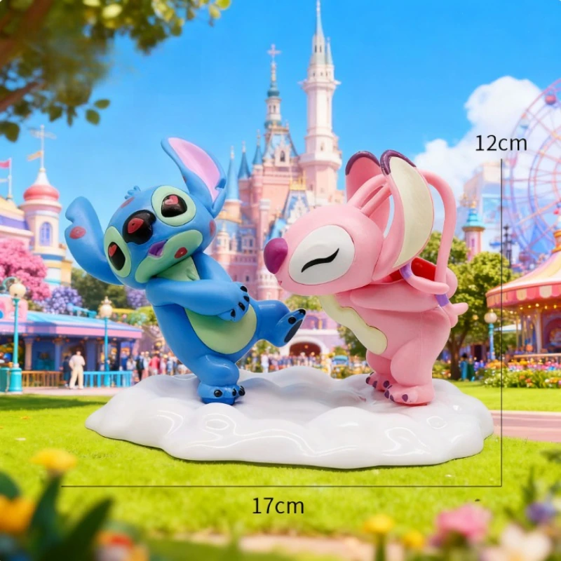 ตุ๊กตาตกแต่งโต๊ะทำงาน PVC ซีรีส์คู่รักสติทช์น้อยน่ารักจากอวกาศ โมเดลการ์ตูน งานแฮนด์เมด ฟิกเกอร์อนิเมะ