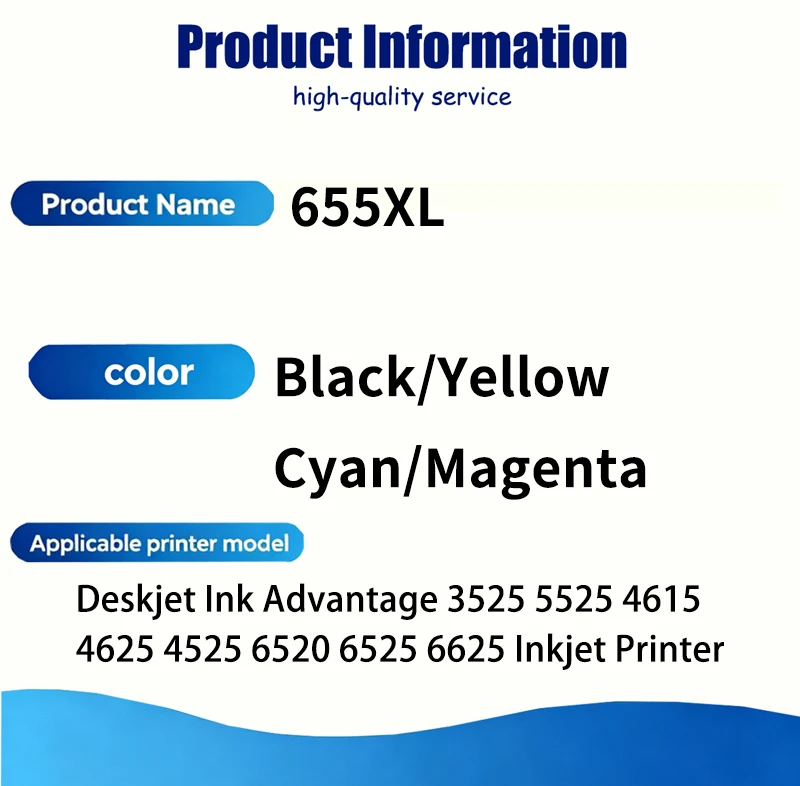 For HP655XL 655 XL 655XL Ink Cartridge Compatible For HP Deskjet Ink Advantage 3525 5525 4615 4625 4525 6520 6525 6625 printers