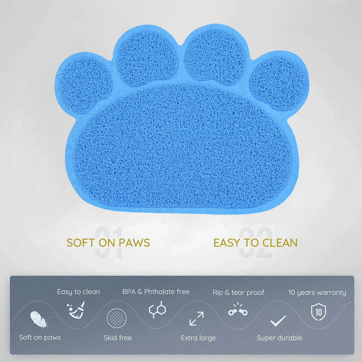 A cat claw shape waterproof pet cat and dog feeding mat, non-slip cat food mat, dog water bowl mat for indoor use