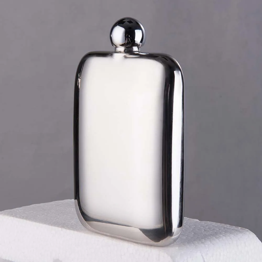 زجاجة نبيذ سميكة من الفولاذ المقاوم للصدأ 304 مربعة الشكل بوزن 7 أونصة غطاء كروي لزجاجة النبيذ المحمولة