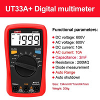 UNI-T Digital Multimeter UT33D+ UT33C+ UT33B+ UT33A+ Multi Meter DC AC voltmeter Resistance Tester