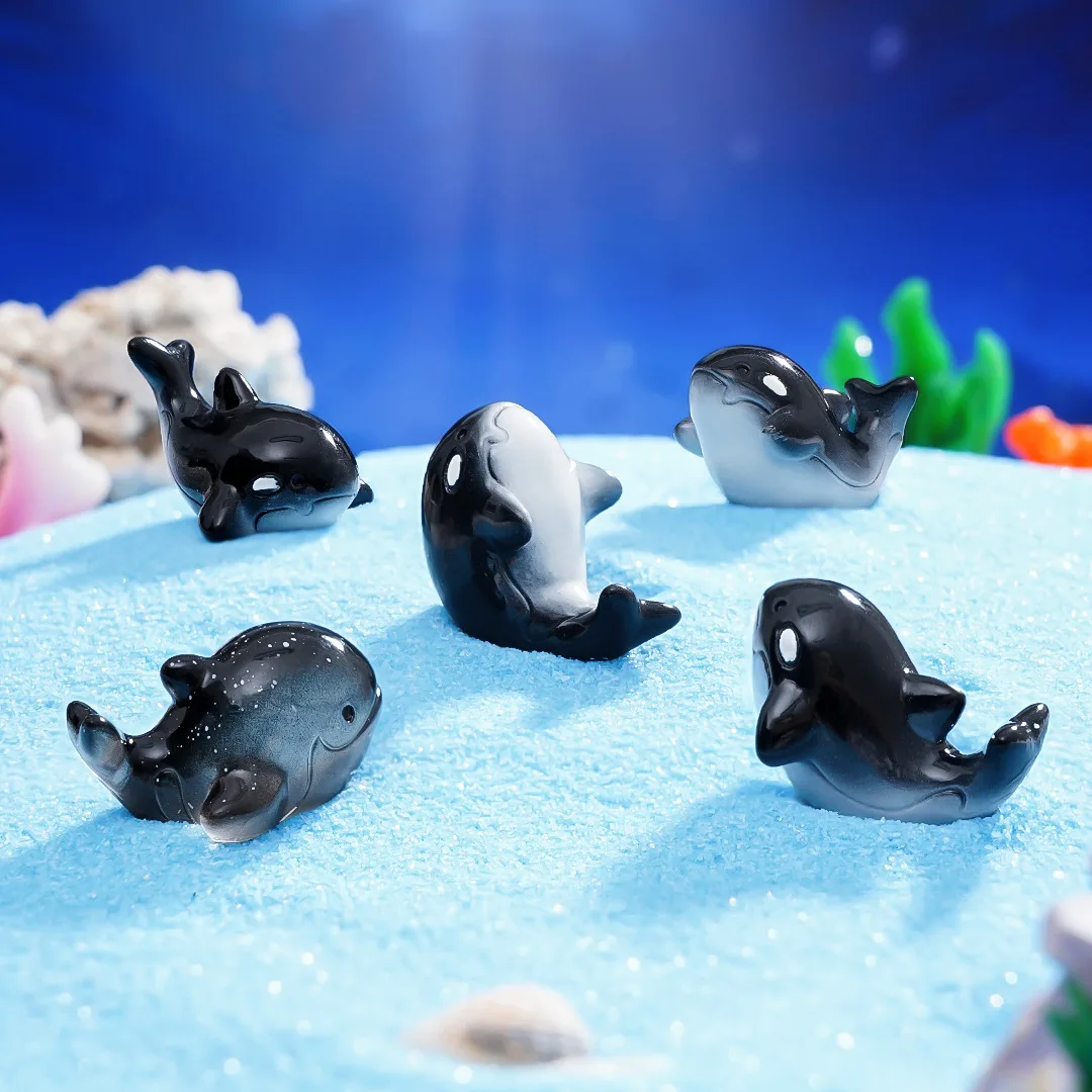 100pcs Cartoon ocean Killer whale simulation Whale Flatback Resin Scrapbooking For Craft DIY Dollhouse Accessories