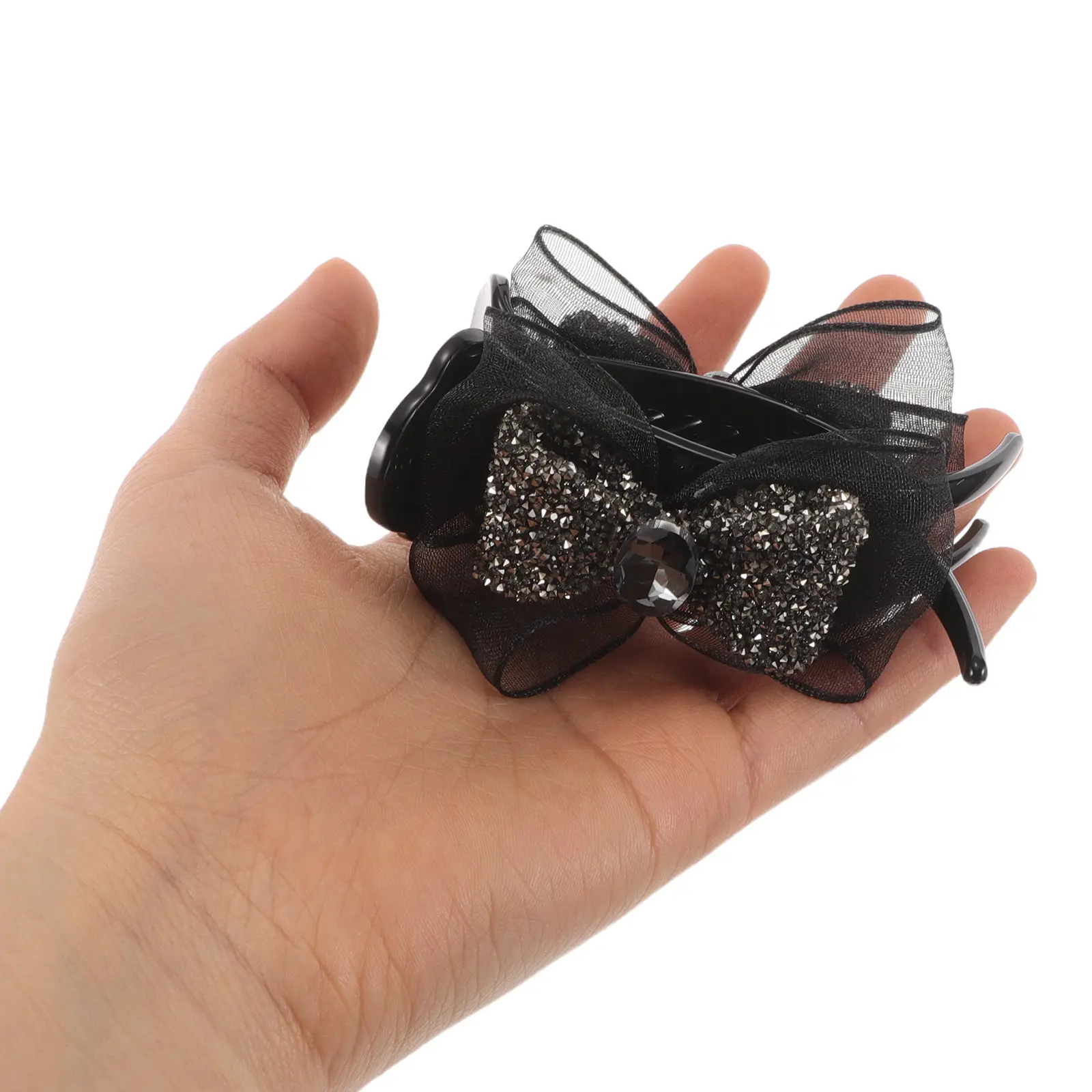 Rhinestone Bow Hair Clip Women Fashionable High Ponytail Hair Claw Clip Secure Hold Suitable for Bridal Party Updo