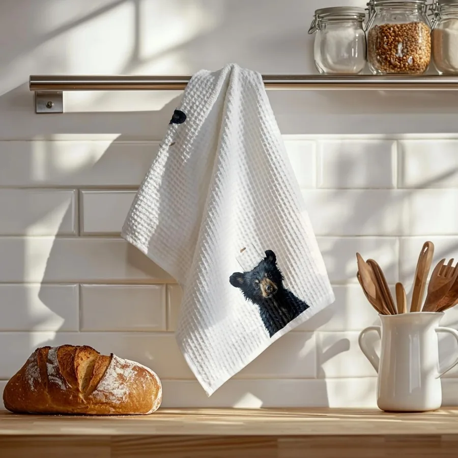 الدب الأسود الحمام مناشف اليد الحيوانات البرية الدب الأسود مناشف اليد للحمام الحمام مرحاض ديكور 16x24 Ih A012