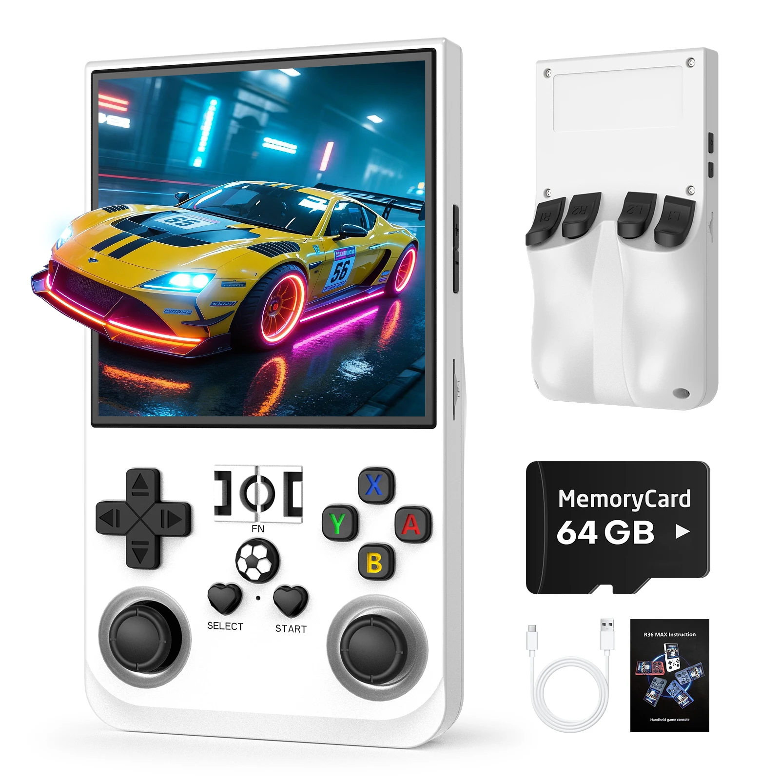 

Портативная игровая консоль R36MAX Retro с 4,0-дюймовым IPS-экраном, системой Linux, 64 ГБ/128 ГБ памяти, более 18000 игр, портативный видеоплеер, подарок для детей