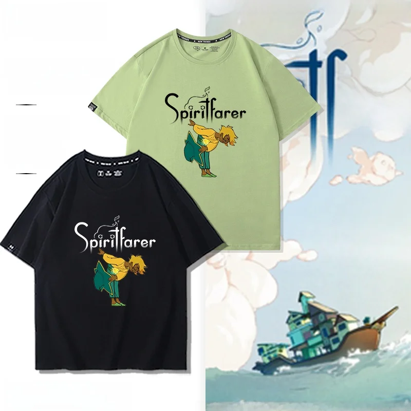 

Футболка Spiritfarer Soul Traveler с героями мультфильмов ort Sve, молодежная футболка из чистого хлопка, молодежный свободный крой, круглый повседневный летний топ
