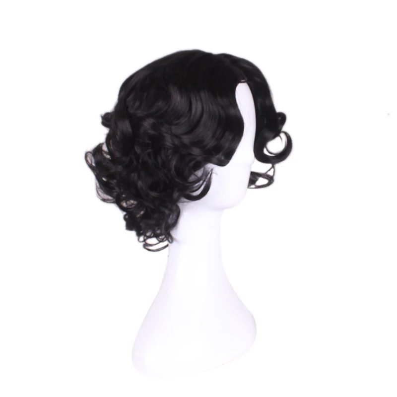 Anime Snow White Princess Wig Body Wave Hair Heat Resistant Synthetic Costume Wigs Short Black Cosplay Child