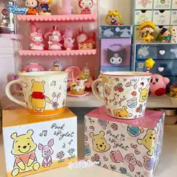Disney Winnie the Pooh mug ceramic mug with gift box spoon coasters three sets of cute cartoon household mug birthday gift