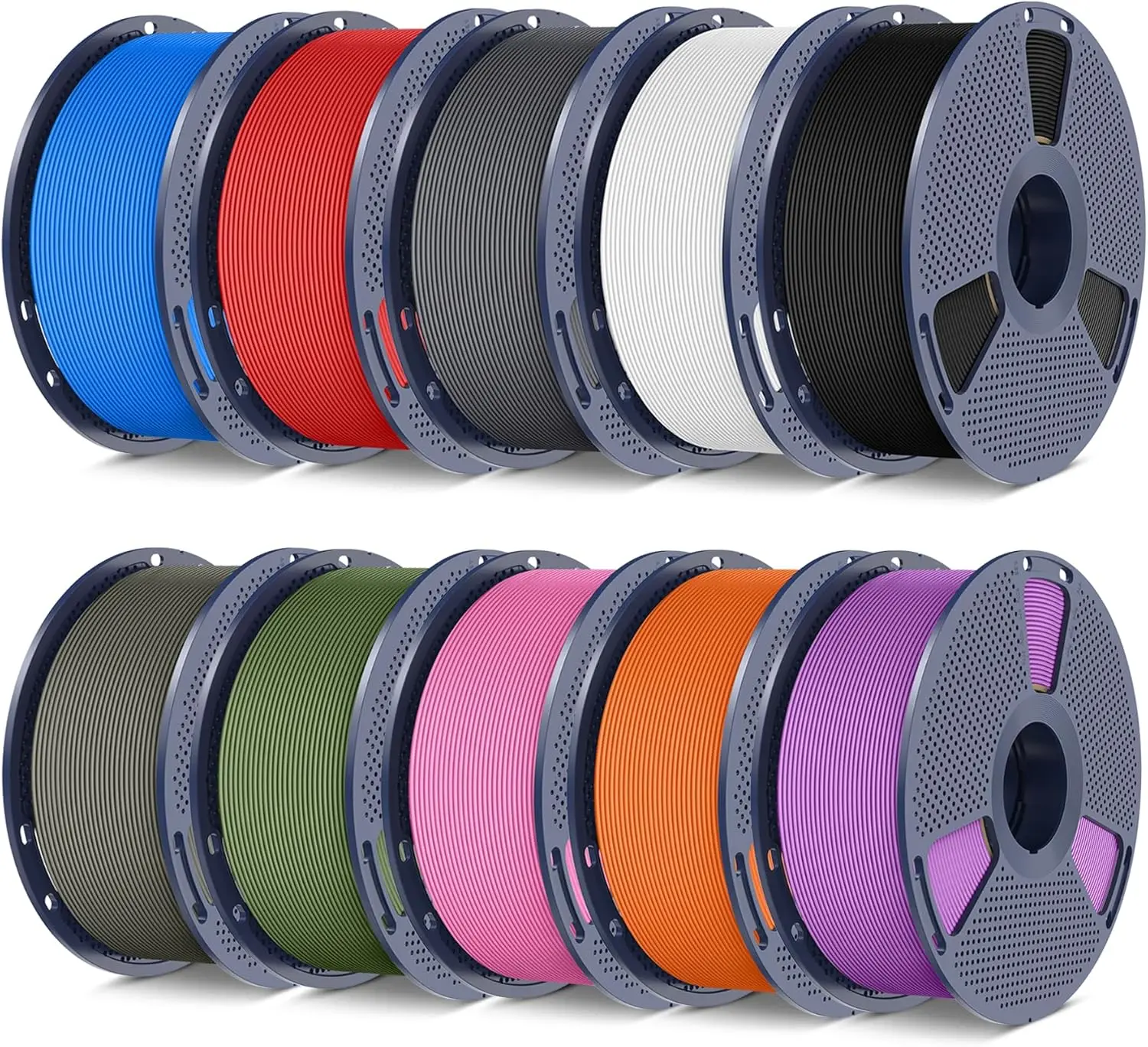 

Matte PLA 3D Printer Filament Bundle 10 Colors 1.75mm, 10kg, Smooth Finish, Low Gloss, 1kg per Spool