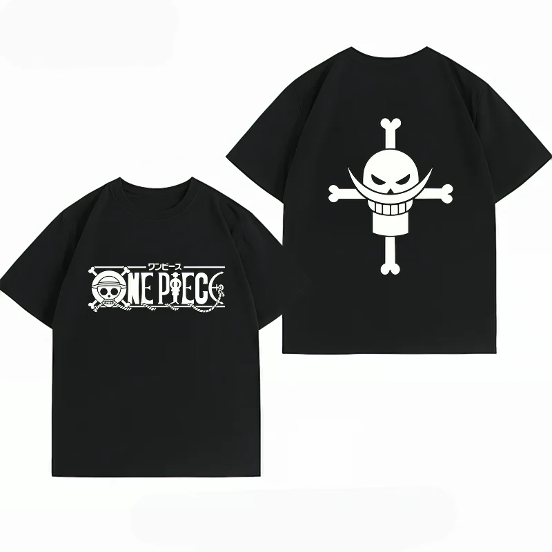New Men's 100% Cotton Summer T-shirt, Bandai One Piece Men's T-shirt with Whitebeard Pirates Print, Casual Men's T-shirt
