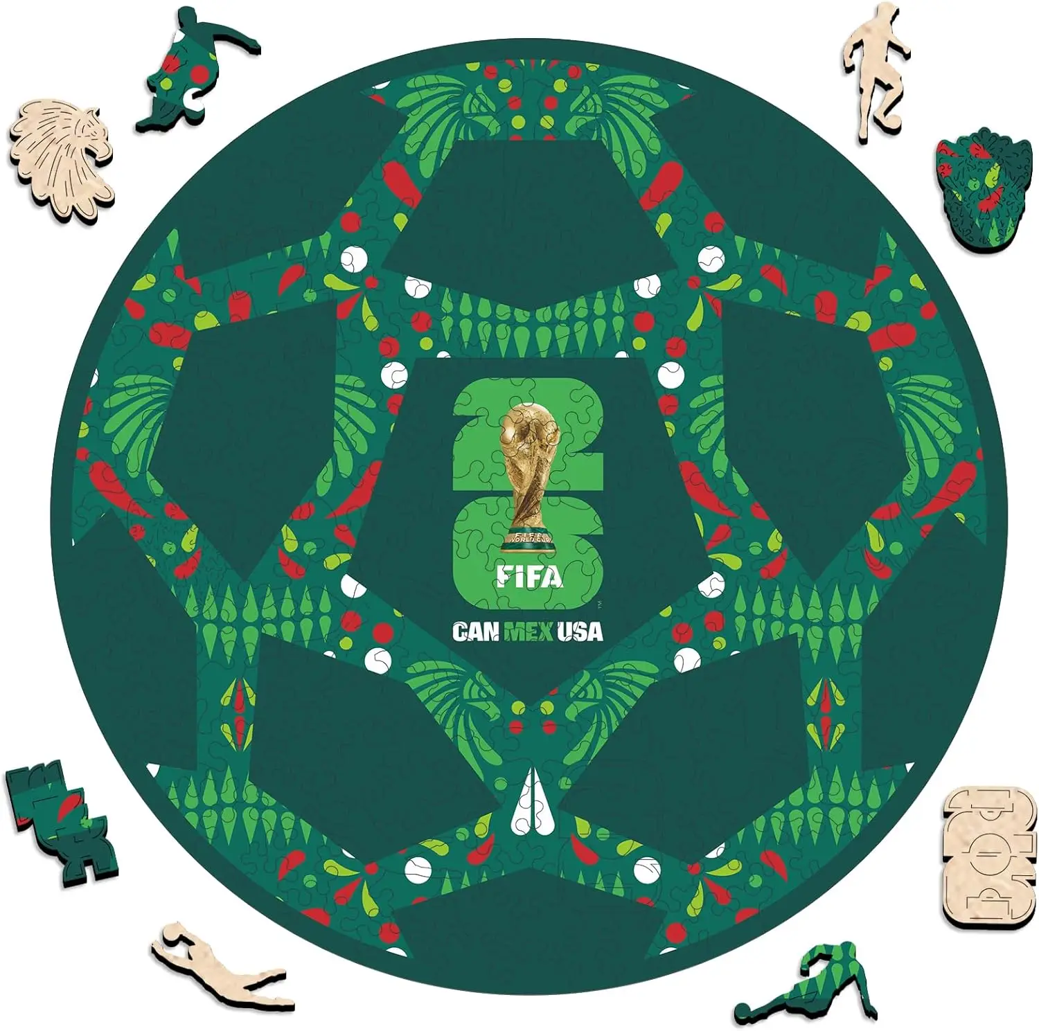 

Официальные деревянные пазлы FIFA World Cup 2026 - Мексика. Набор из 200 деталей. Спортивный подарок для взрослых. Сувенир для футбольных фанатов.