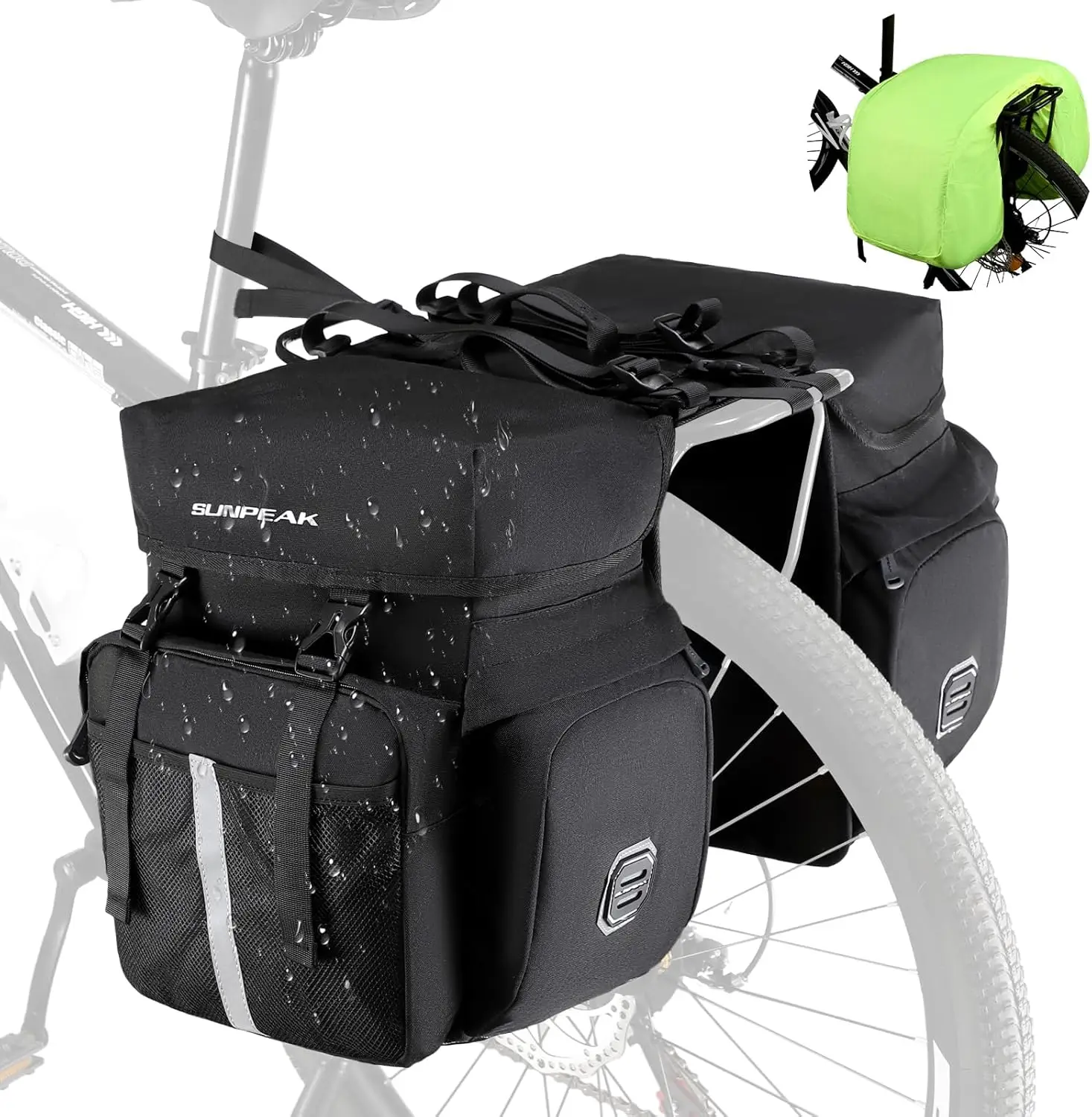 

Bike Panniers 45L Waterproof Rear Rack Bag for Mountain Electric Bike - Black