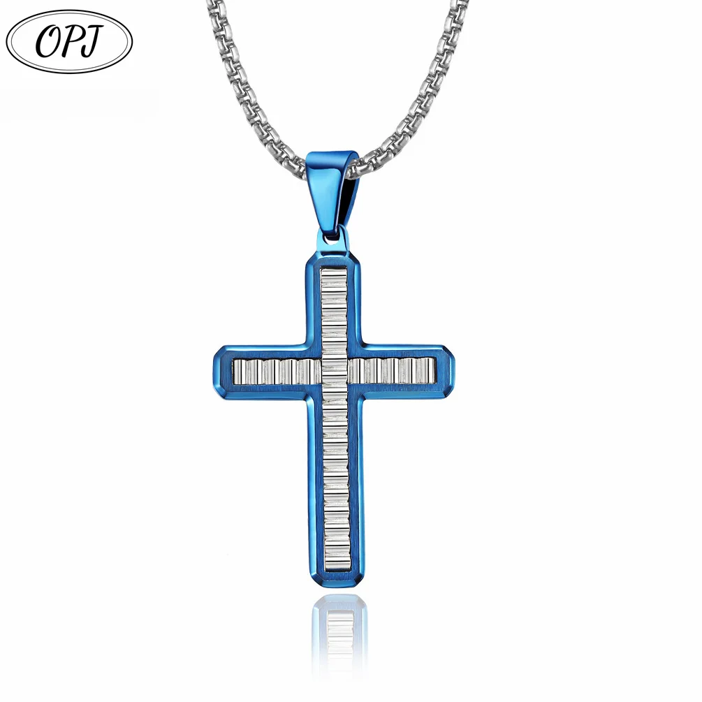 Designer Luxury Wave Hand Cross Pendant Necklace Men Christian Religious Stainless Steel 18K Gold Plated Fashion Anniversary