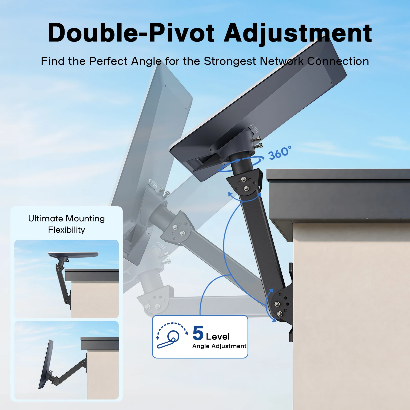 EDUP SK0199-V5 Satellite Dish Mount Bracket Adjustable Heavy Duty Weatherproof Wall Roof Installation Kit