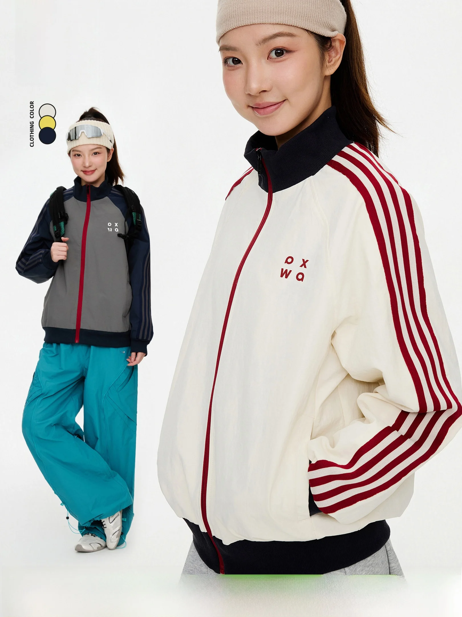 

Куртка OWOX Color Blo Stripe Tee Bars с воротником-стойкой, свободного кроя, повседневная, весенне-осенняя верхняя одежда для женщин, для активного отдыха