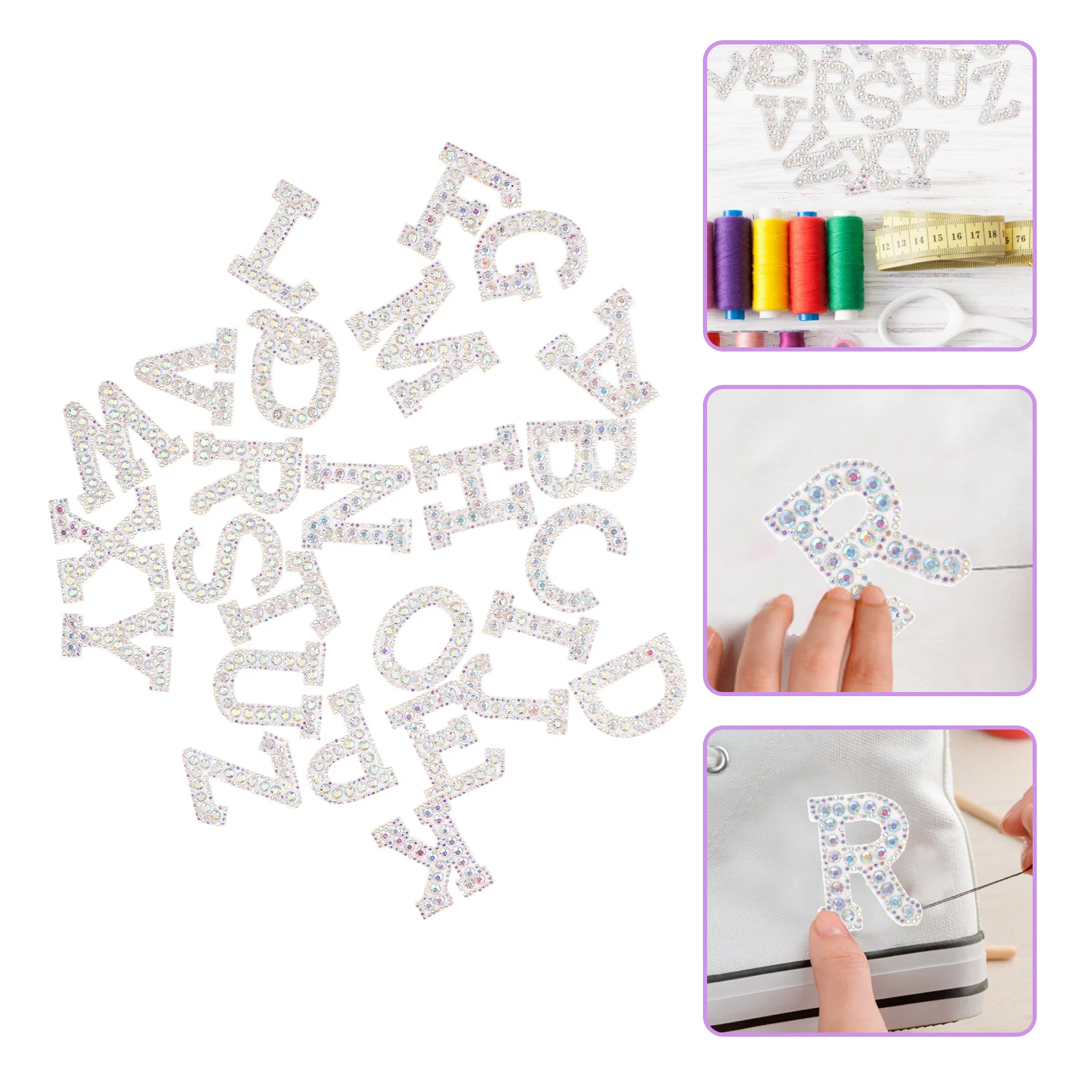 

26Pcs Rhinestone Iron on Letter Patches Alphabet Adhesive Iron on Letters for Clothes Bags Hats DIY Embroidery