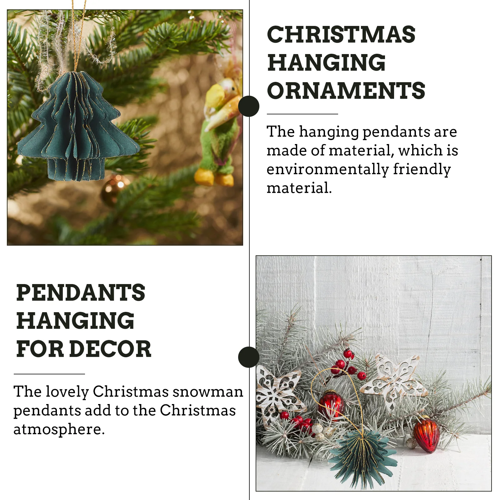 

4pcs Hanging Paper Christmas Tree Ornaments Xmas Tree Pendant Decorations Party Favors Holiday Home Decoration Festive Lighting