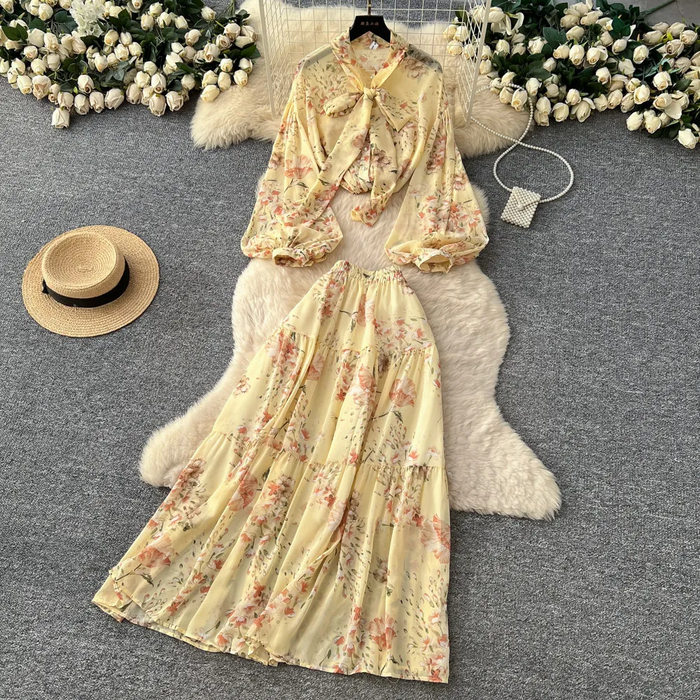 

Элегантный винтажный повседневный комплект из двух предметов с длинными рукавами и сетчатыми вставками в стиле бабочки, корейская мода для женщин.