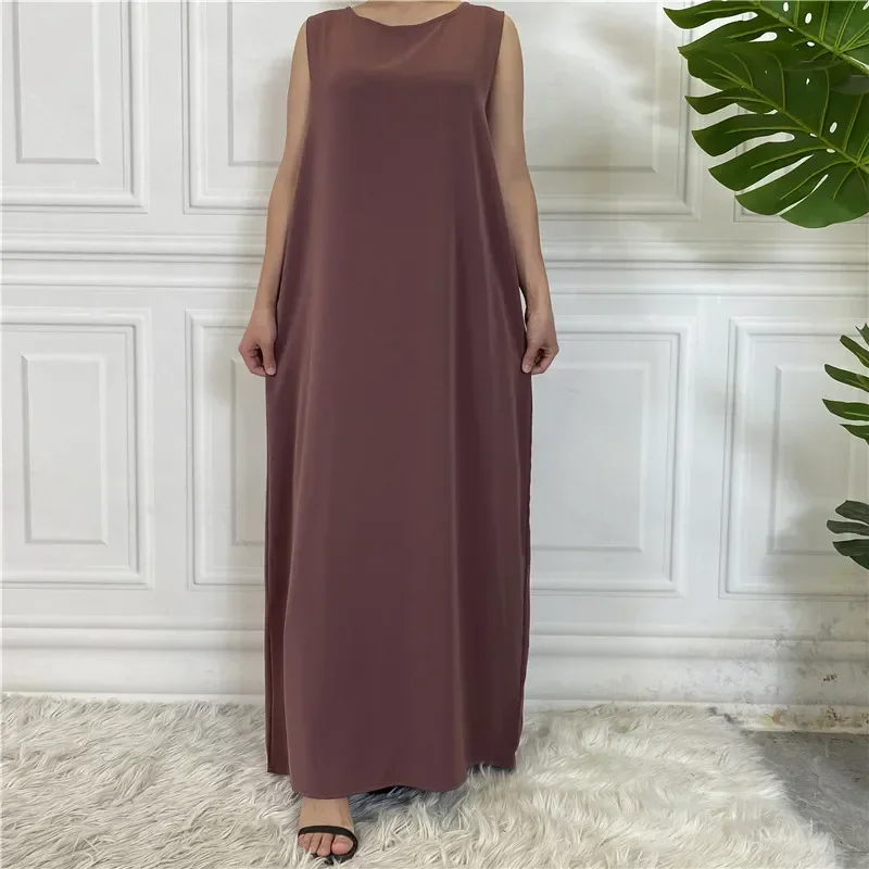 Imagem -03 - Muçulmano sob Abaya Vestido Interno Nida sem Mangas Vestidos Deslizantes para Mulheres Islam Roupas Abayas Dubai Turquia Modesto Ramadan Outfit