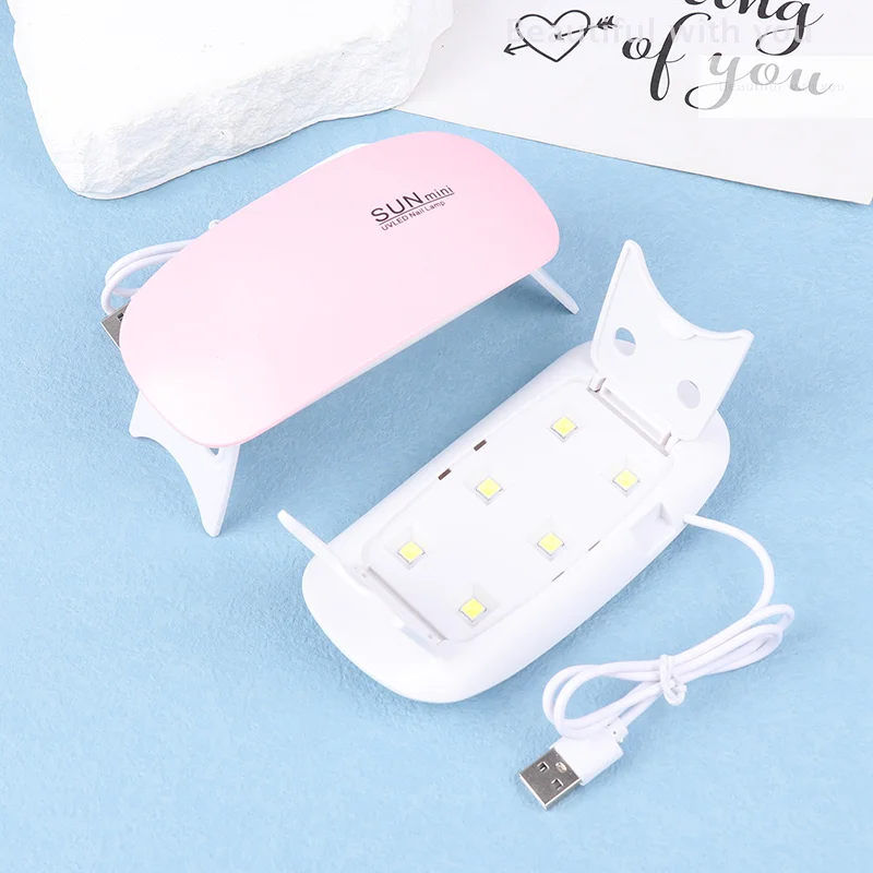 6W Mini Nagellamp UV LED Gel Polish Uitgeharde Roze Witte Nagel Droger Machine Draagbare USB Kabel Thuis nagels Droog Tool Voor Gel Vernis
