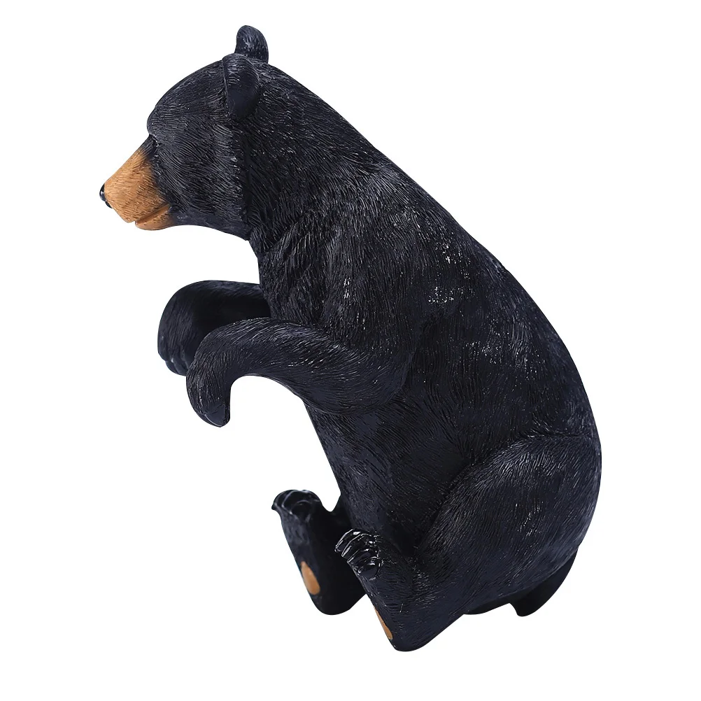 

Black Bear Resin Flower Pot Pendant Durable Garden Decoration Lifelike Outdoor Indoor Potted Plant Ornament Resin Decor
