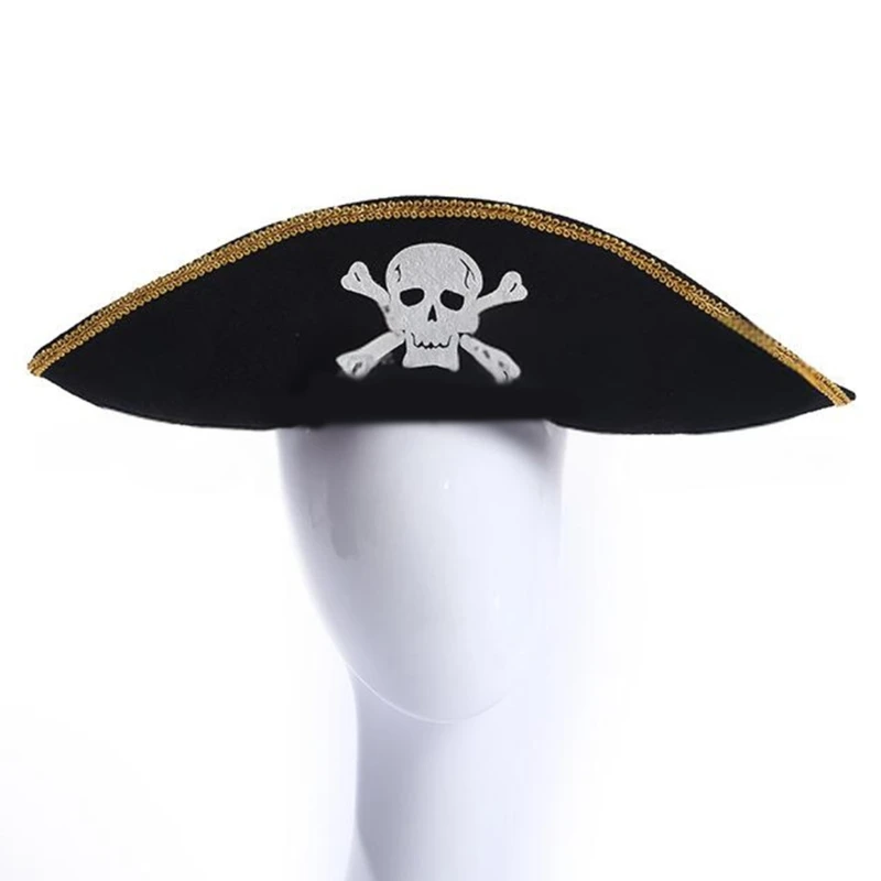 Y1UB Stage Shows Pirate Hat for All Age Halloween Party Dress Up Captain Hat