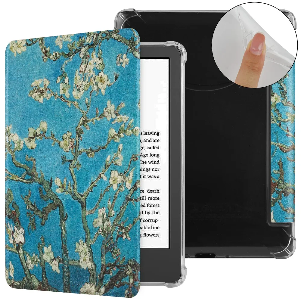 Funda para lector electrónico Auto Wake/Sleep TPU resistente al desgaste C2V2L3 Shell inteligente a prueba de golpes para Kindle Basic 2024/2022 (11/12a generación)