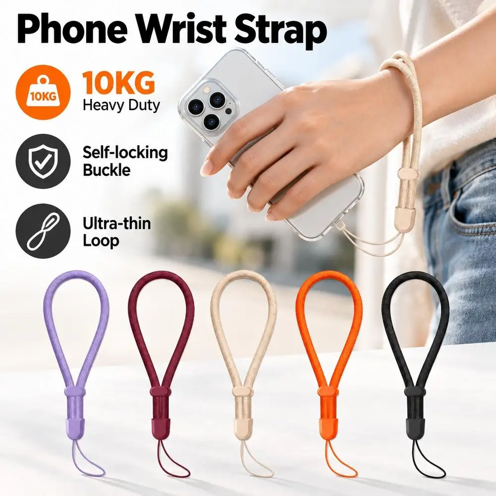 Universal Adjustable Mobile Phone Lanyard Short Wrist Strap with Anti-drop Design Durable Polyester & Nylon Phone Strap