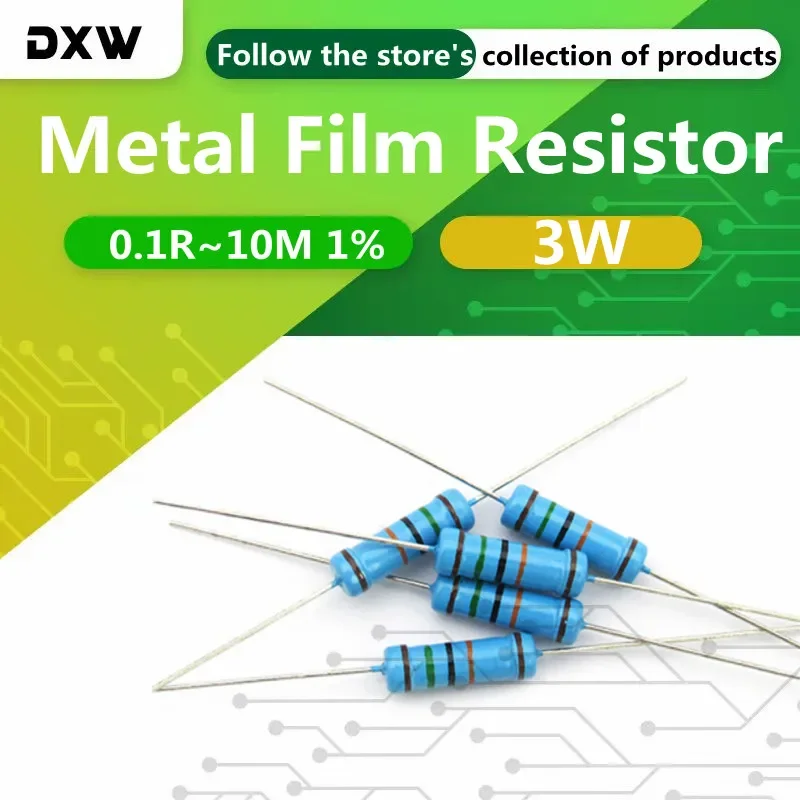 

10PCS/Lot 3W Metal Film Resistor 0.1 1 3 4.7 10 22 33 47 100 220R 1K 4.7K 10K 3K 51K 100K 220K 330K 470K 10M 2M 3M 4.7M 1%