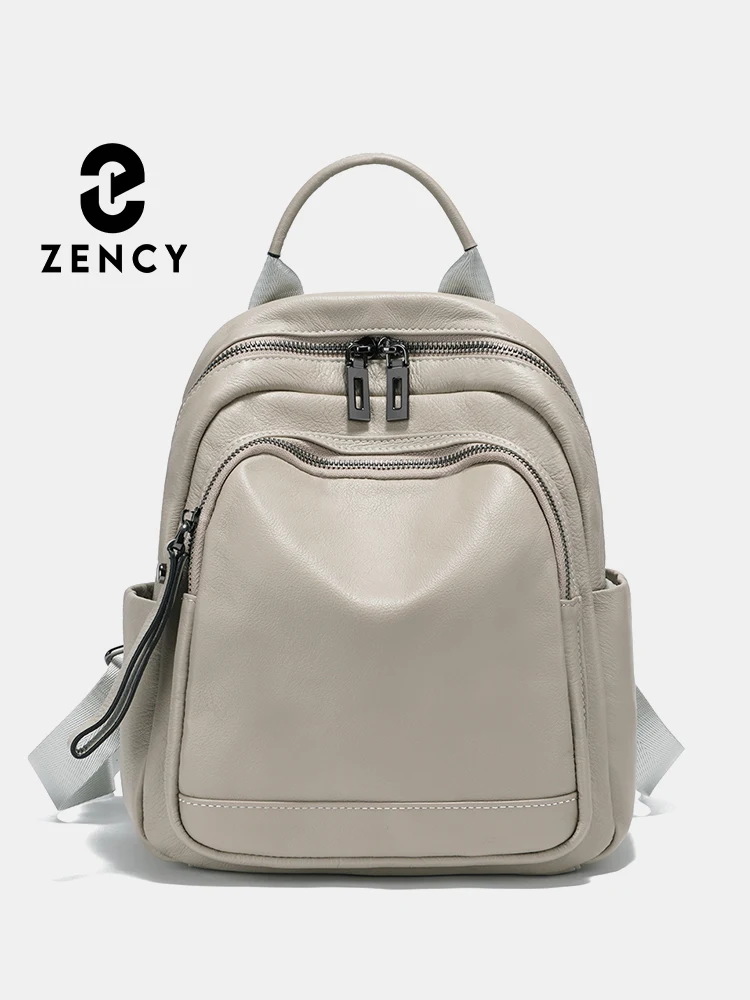 Zency 100% Genuine Leather Stylish Backpack For Women Large Capacity Travel Rucksack New Knapsack For Ladies Satchel SchoolBag