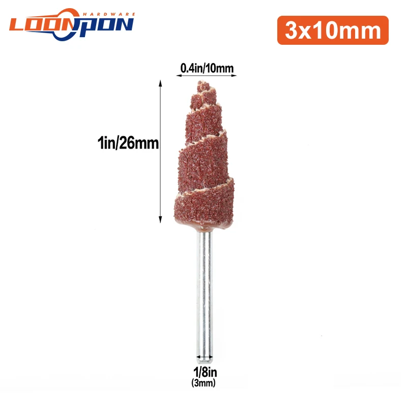 Loonpon 30Pcs 3mm Shank Cone Shape Abrasive Flap Wheel Sandpaper Grinding Head Rotary Tool for Grinding and Polishing 80Grit