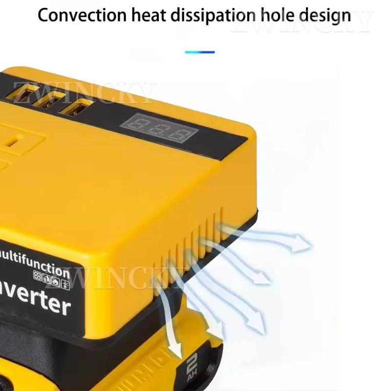 Power bank USB portatile multifunzionale per batterie al litio DeWalt/Makita/Milwaukee 18V, inverter DC 18V a AC 220V