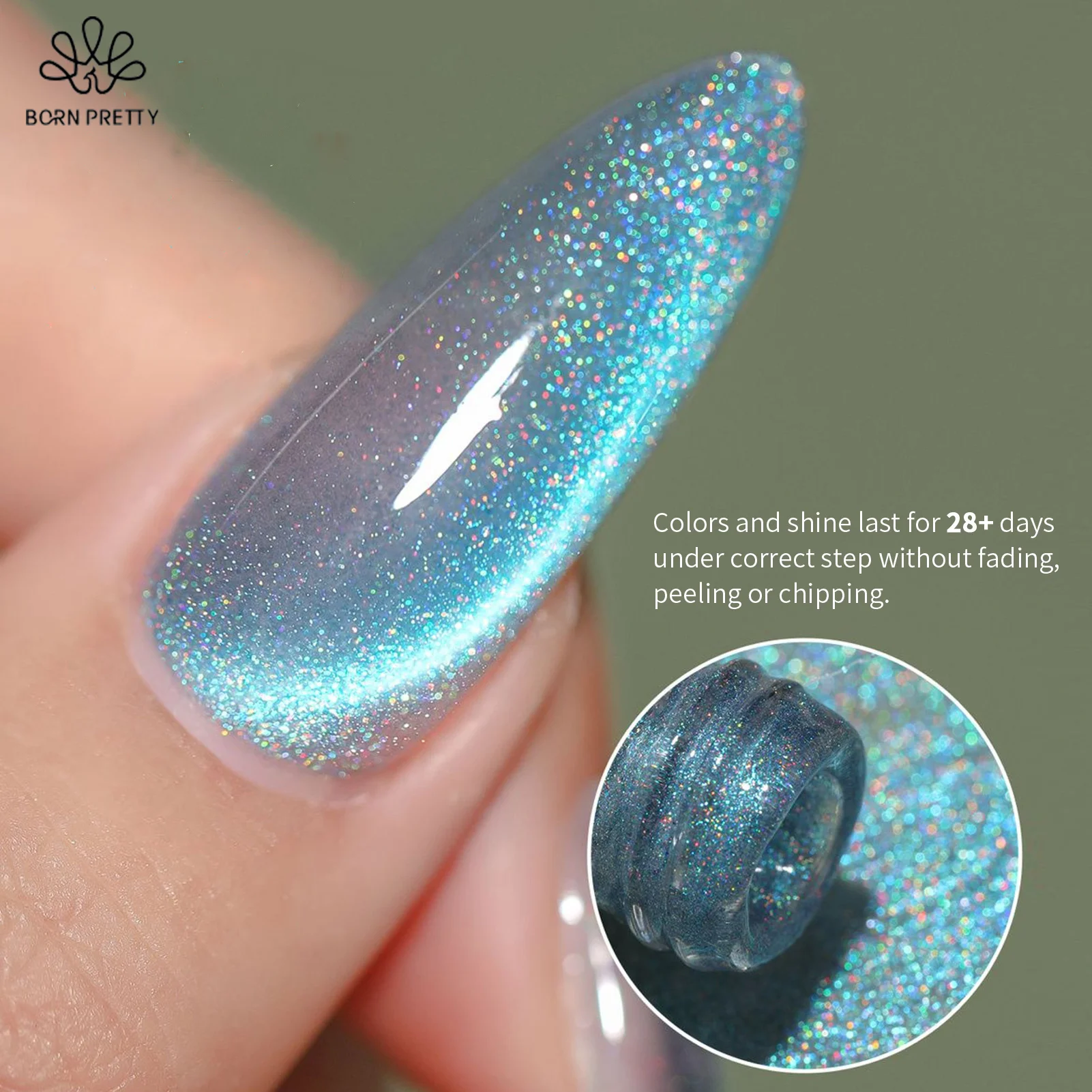 BORN PRETTY 10ml Ice Blue Red Rainbow Glitter Cat Magnetic Gel Nail Polish Sparkling Ultra Shine Flashy Semi Permanent UV Varnis