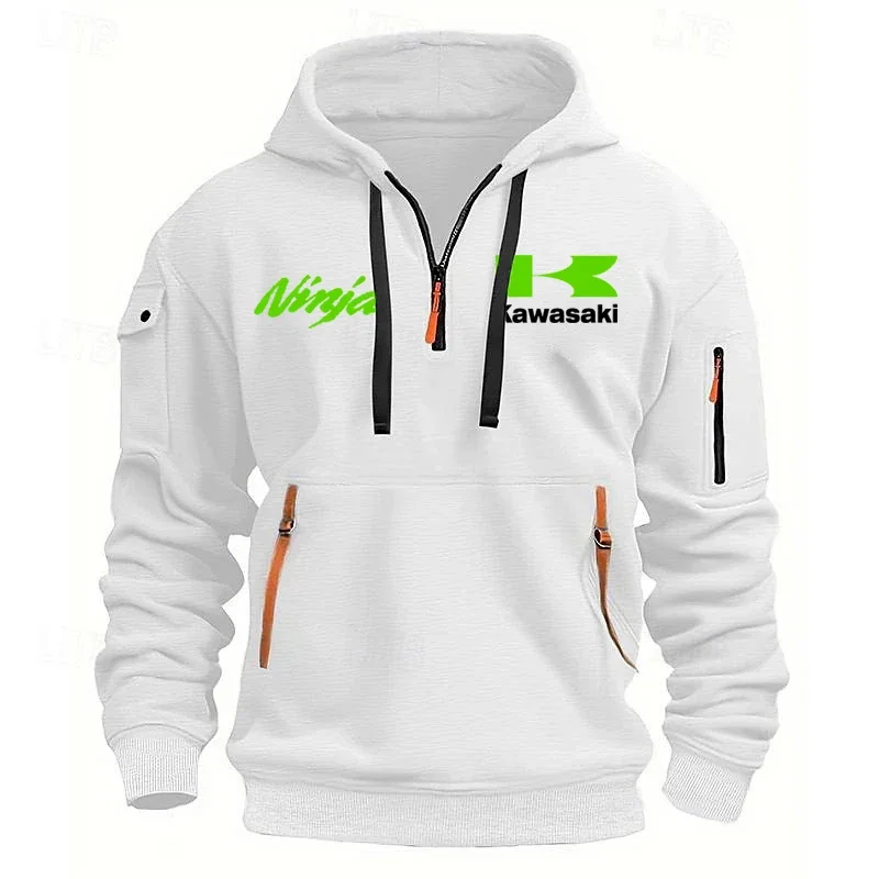 가와사키 닌자 로고 오토바이 레이싱 팀 남자 하프 지퍼 까마귀 봄 가을 남성 운동복 스포츠 남성 풀오버 의류