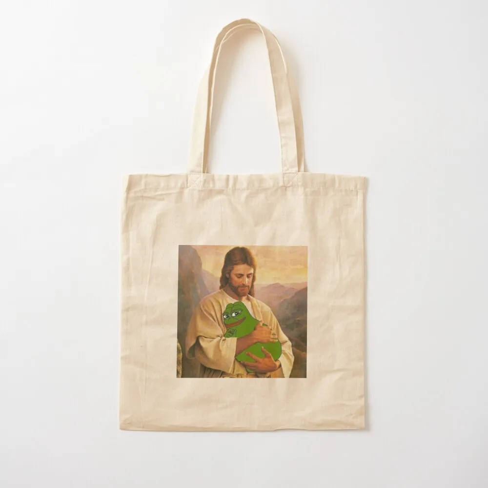 Jesus Loves Little Pepe Tote Bag bag for beach Beach bag Large bags for women tote men's Canvas Tote