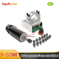 Air Cooled 0.5KW Milling Machine Motor + Spindle Converter + Clamp  ER11 Chuck 500W Power Supply Speed Governor For DIY CNC 4.9