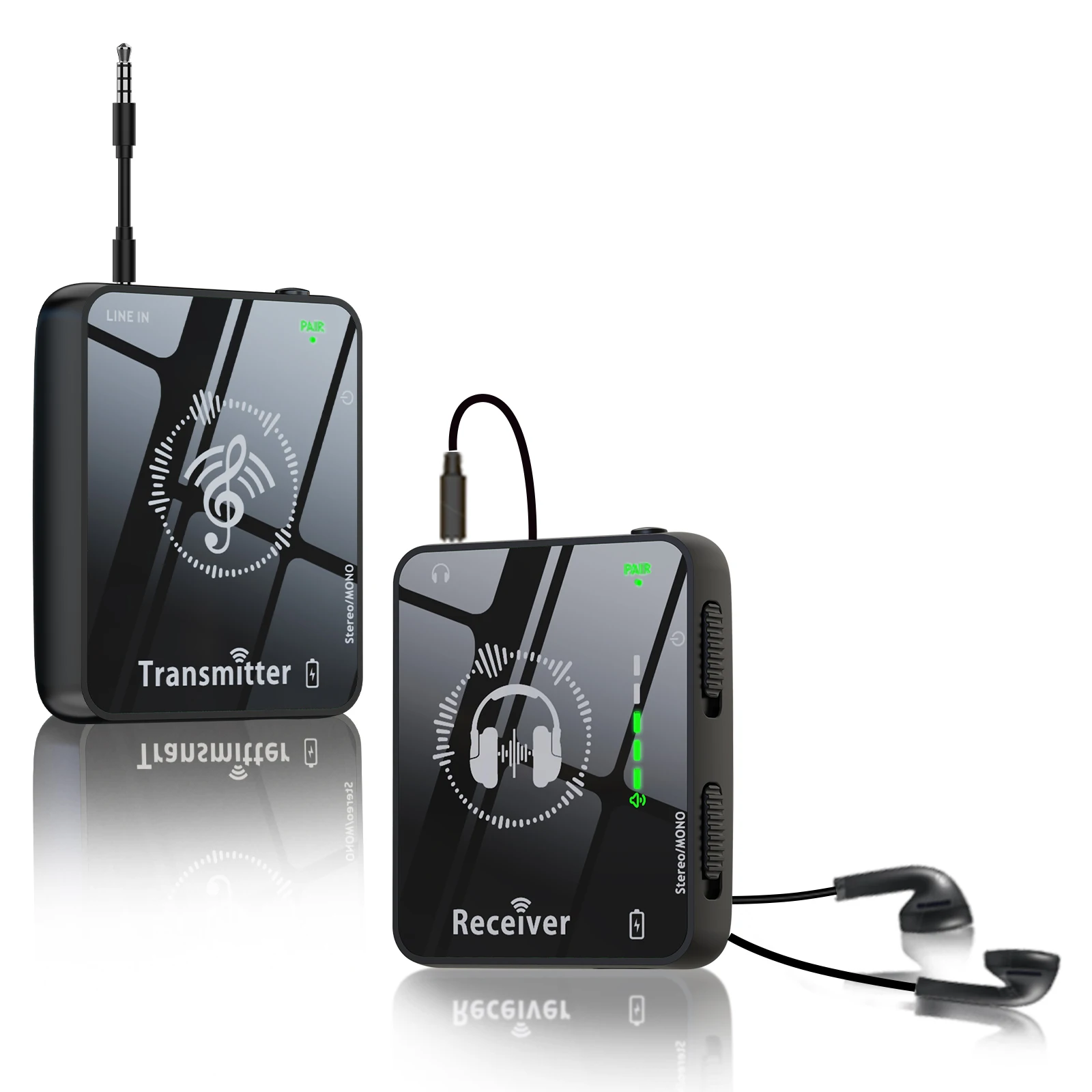 Sistema de monitorización intrauditiva inalámbrica SM-1 (1TX+Multi-RX) - Conjunto de transmisor y receptor de latencia ultrabaja para actuaciones en vivo