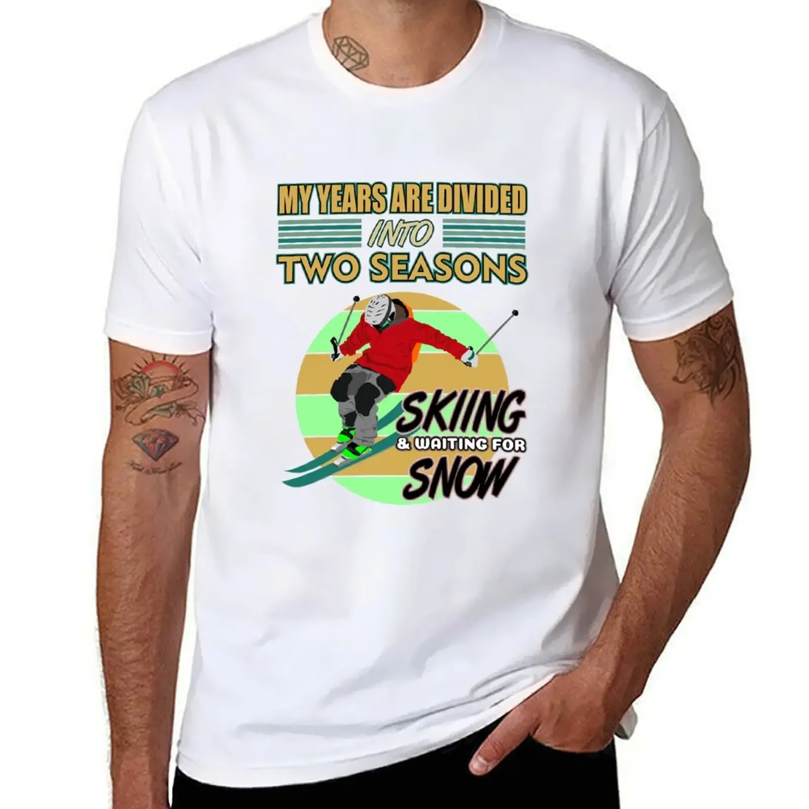 My years are divided into two season skiing and waiting snow t-shirt design Redbubble T-Shirt Summer fashion New Arrival Cotton