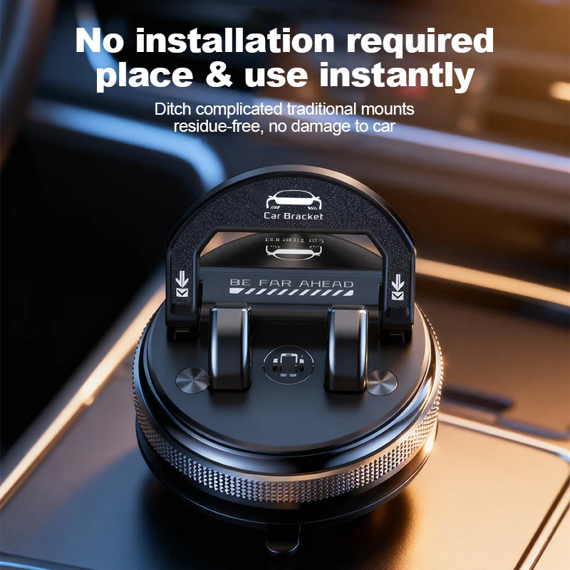 2026 New Car Mount, Suction Cup Dashboard Navigation Support Bracket for Cars, Freely Switch between Horizontal and Vertical Screens, Compatible with All Car Models and Smartphones