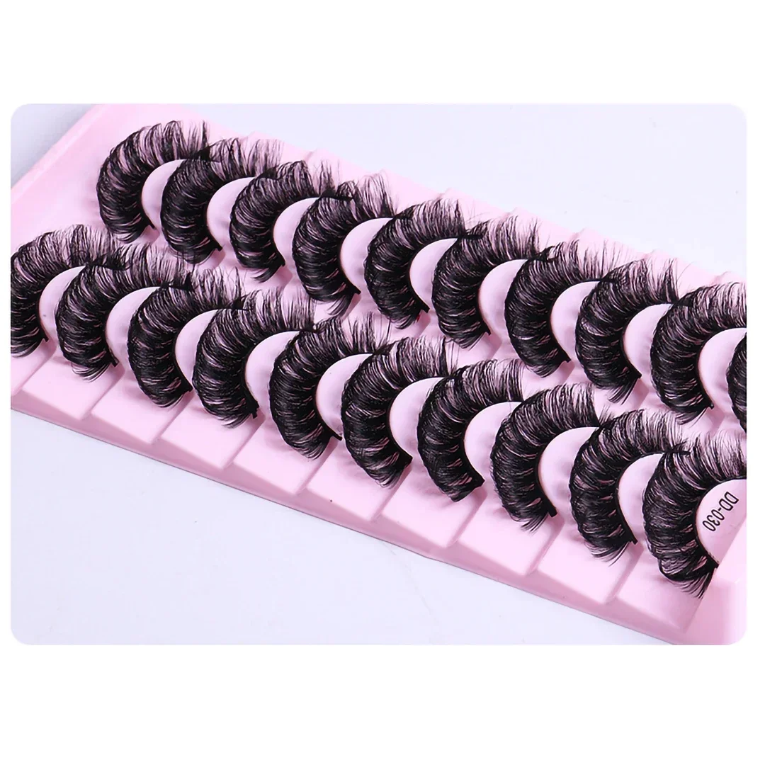 10 คู่ DD Curl Lashes รัสเซีย Strip Lashes 3D Mink ขนตาธรรมชาติยาว Reusable Fluffy eyelashes Extensions