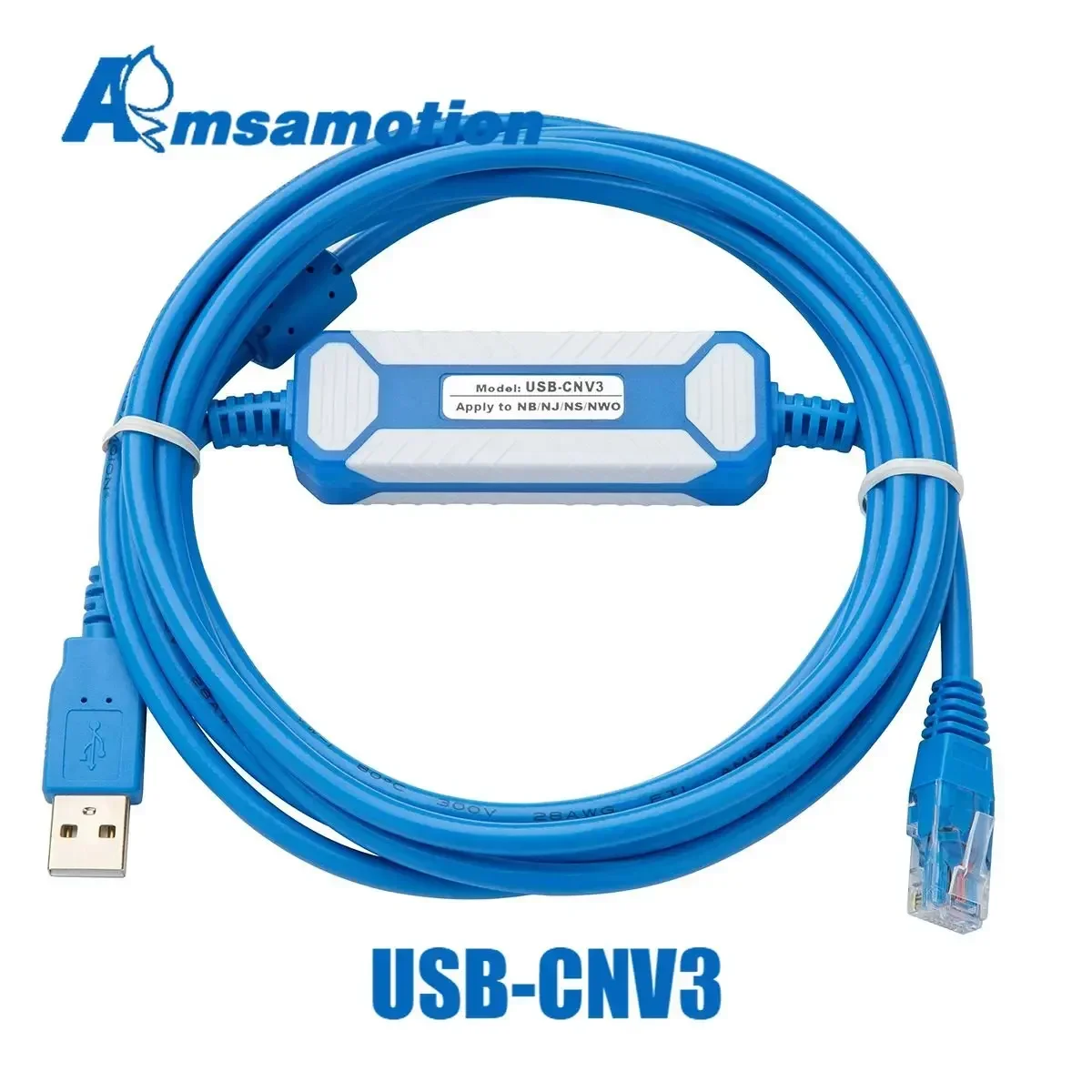 Amsamotion USB-CNV3 Upgraded Version Cable With Magnetic Ring Protection Suitable Fuji NB NJ NS NW0 Series PLC programming Cable