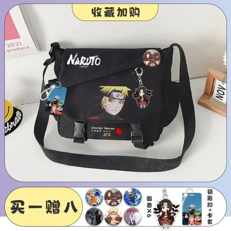 Zaino a tracolla Cartoon Naruto Naruto che circonda la borsa di classe studenti Borsa da scuola Messenger borsa da tutoring per ragazzi anime invia distintivo